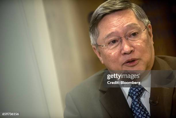 Carlos Dominguez, the Philippines' secretary of finance, speaks during a Bloomberg Television interview at the Credit Suisse Asian Investment...