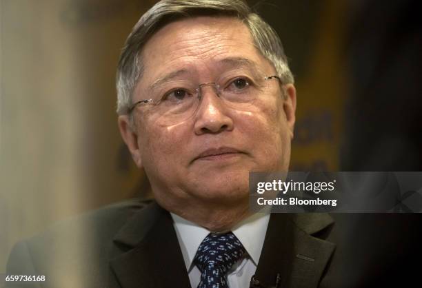 Carlos Dominguez, the Philippines' secretary of finance, pauses during a Bloomberg Television interview at the Credit Suisse Asian Investment...