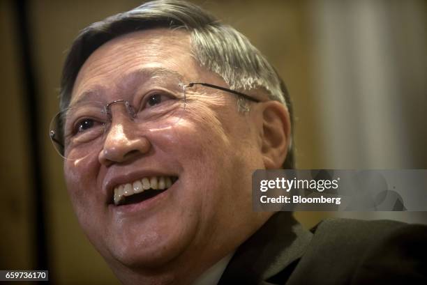 Carlos Dominguez, the Philippines' secretary of finance, pauses during a Bloomberg Television interview at the Credit Suisse Asian Investment...