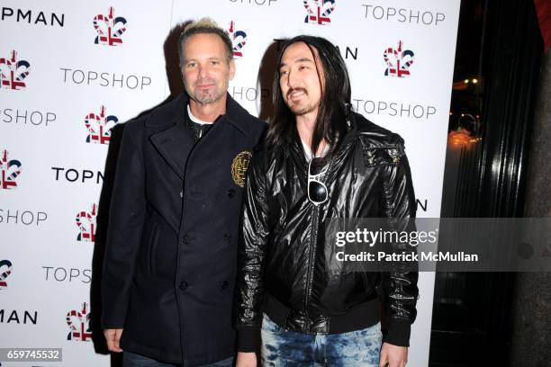 Marvin Scott Jarrett and Steve Aoki attend TOPSHOP TOPMAN HOSTS PRIVATE DINNER TO CELEBRATE FLAGSHIP STORE OPENING at Balthazar on March 31, 2009 in...