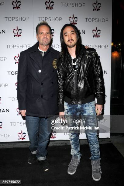 Marvin Scott Jarrett and Steve Aoki attend TOPSHOP TOPMAN HOSTS PRIVATE DINNER TO CELEBRATE FLAGSHIP STORE OPENING at Balthazar on March 31, 2009 in...