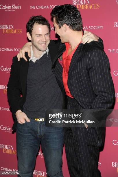 Adrian Nivola and Jonathan Cake attend THE CINEMA SOCIETY & CALVIN KLEIN COLLECTION host a screening of "BROKEN EMBRACES" at Crosby Street Hotel on...