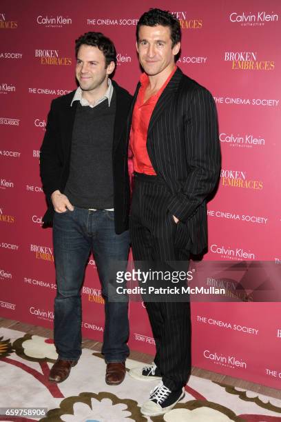 Adrian Nivola and Jonathan Cake attend THE CINEMA SOCIETY & CALVIN KLEIN COLLECTION host a screening of "BROKEN EMBRACES" at Crosby Street Hotel on...