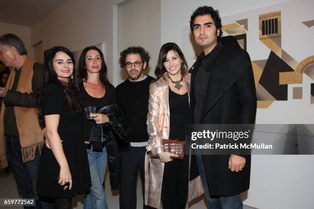 Nina Seirafi, Gina Goldman, Tom Sacks, Gina Gershon and Hafez Nazeri attend Opening Reception for 1001 Colors: Contemporary Art from Iran at 193...