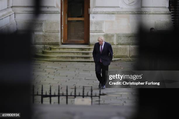 British Foreign Secretary Boris Johnson arrives for a cabinet meeting at 10 Downing Street on March 29, 2017 in London, England. Later today British...