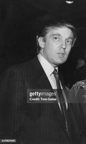 American businessman Donald Trump at a book launch party held in the Harry Winston Salon at Trump Tower in New York City, November 1986.