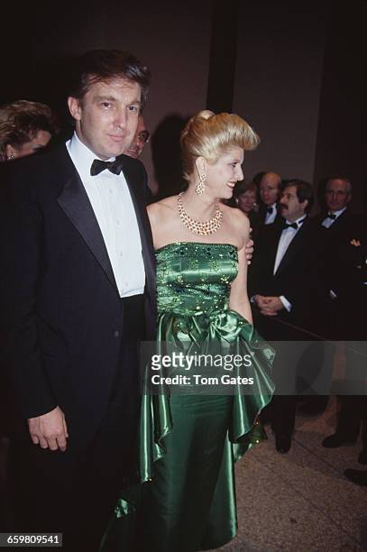 American real estate magnate Donald Trump with his first wife, Ivana at the annual dinner dance of the Costume Institute, held at the Metropolitan...