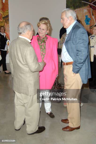 Douglas Cramer, Jackie Blum and Irving Blum attend Larry Gagosian Hosts Private Reception and Brunch to Celebrate Jeff Koons New Paintings at...