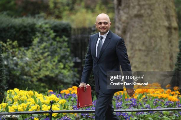 Britain's Communities and Local Government Secretary Sajid Javid arrives for a cabinet meeting at 10 Downing Street on March 29, 2017 in London,...