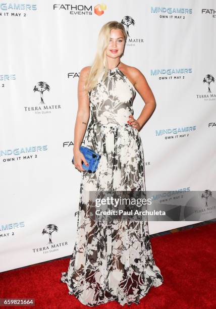 Model Jennifer Akerman attends the premiere for "MindGamers: One Thousand Minds Connected Live" at Regal LA Live Stadium 14 on March 28, 2017 in Los...