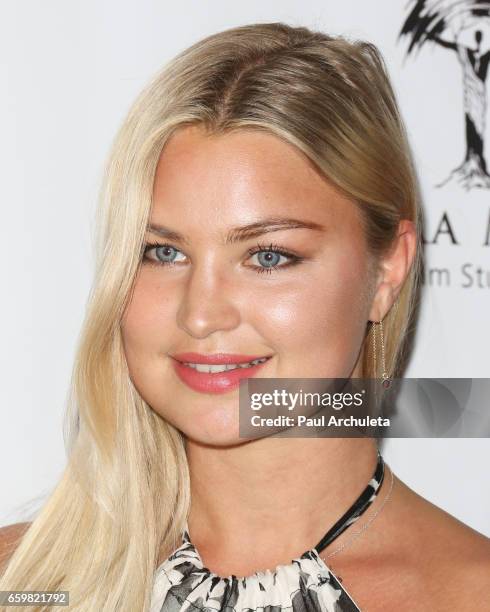 Model Jennifer Akerman attends the premiere for "MindGamers: One Thousand Minds Connected Live" at Regal LA Live Stadium 14 on March 28, 2017 in Los...