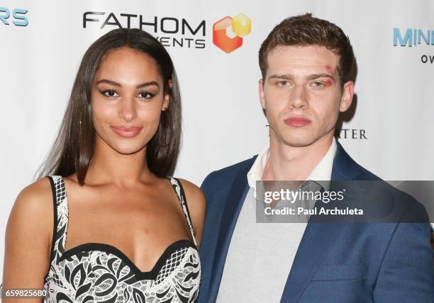 Actors Hannah Gottesman and Oliver Stark attend the premiere for "MindGamers: One Thousand Minds Connected Live" at Regal LA Live Stadium 14 on March...