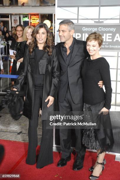 Elisabetta Canalis, George Clooney and Nina Warren attend Los Angeles Premiere of "Up In The Air" at Mann's Village Theater on November 30, 2009 in...
