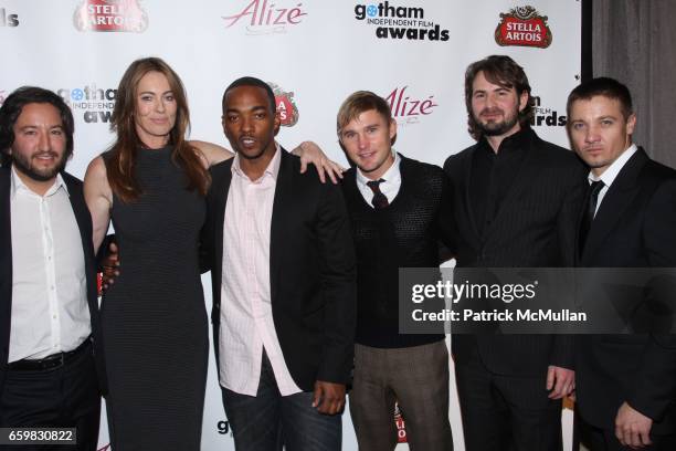 Greg Shapiro,Kathryn Bigelow, Anthony Mackie, Brian Geraghty, Mark Boal and Jeremy Renner attend IFP's 19th Annual Gotham Independent Film Awards at...