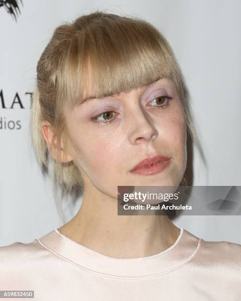 Actress Antonia Campbell-Hughes attends the premiere for "MindGamers: One Thousand Minds Connected Live" at Regal LA Live Stadium 14 on March 28,...