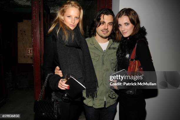 Michaela Kocianova, Jamison Ernest and Denisa Dvorakova attend VLADIMIR RESTOIN ROITFELD & RVCA Present NICOLAS POL's "The Martus Maw” at 80 Essex...