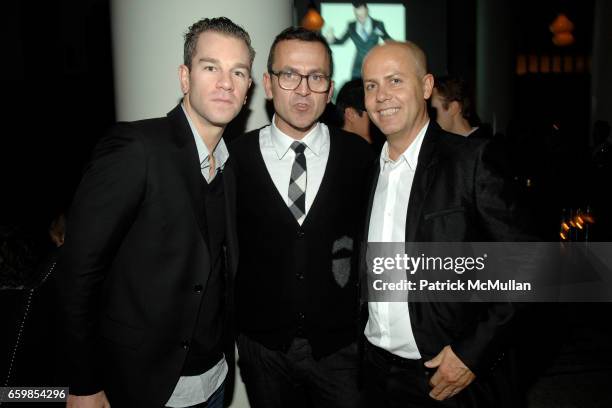 Josh Reed, Steven Kolb and Italo Zucchelli attend The CFDA and Gilt Man celebrate the publication of American Fashion Menswear at Ace Hotel on...