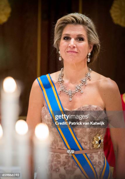 Queen Maxima of The Netherlands during the state banquet for the Argentinean president in Amsterdam on March 27, 2017 in Amsterdam, The Netherlands....