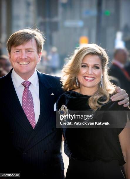 King Willem-Alexander and Queen Maxima of The Netherlands together at theater Dilligentia after the ballet performance offered by the Argentinean...