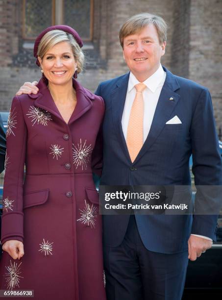 King Willem-Alexander and Queen Maxima together during the visit of the Argentinean president to Prime Minister Mark Rutte on March 28, 2017 in The...