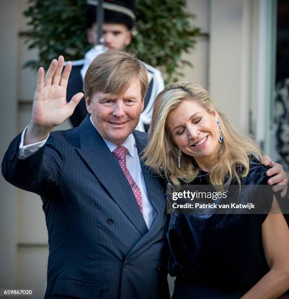 King Willem-Alexander and Queen Maxima of The Netherlands together at theater Dilligentia after the ballet performance offered by the Argentinean...