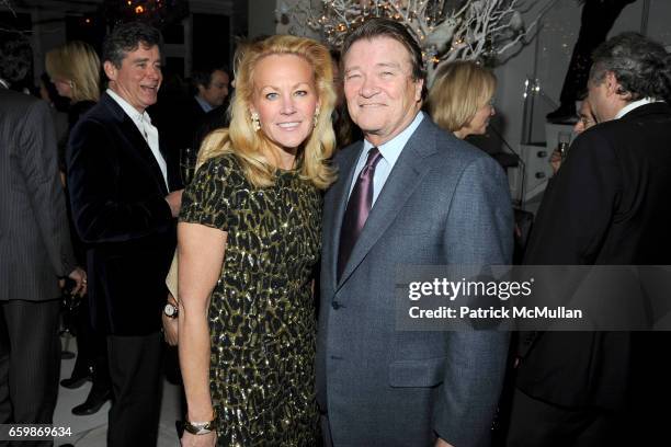 Muffie Potter Aston and Steve Kroft attend Diandra de Morrell Douglas & Anne and Jay McInerney Holiday Party at Private Residence on December 17,...
