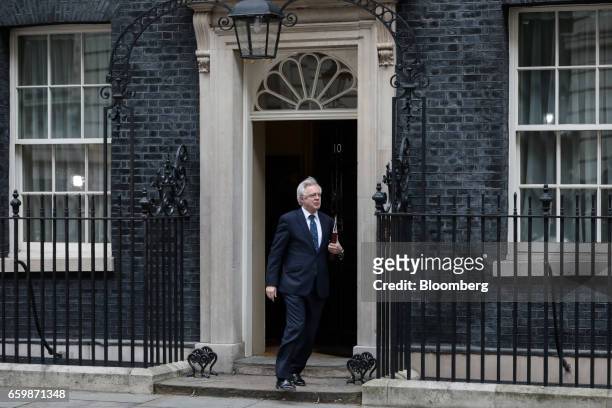 David Davis, U.K. Exiting the European Union secretary, leaves following a cabinet meeting at Downing Street in London, U.K., on Wednesday, March 29,...