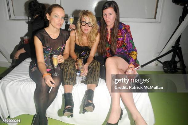 Rita Ackermann, Aurel Schmidt and Kathy Grayson attend Party to Celebrate VISIONAIRE 57 2010 at The Delano on December 4, 2009 in Miami Beach,...