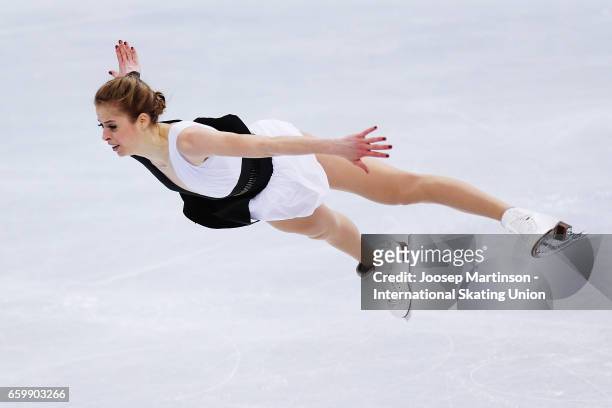 Carolina Kostner of Italy competes in the Ladies Short Program during day one of the World Figure Skating Championships at Hartwall Arena on March...