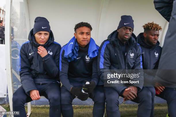 Amine Harit , Christopher Nkunku , Jean Kevin Augustin and Jerome Onguene of France during the 4 Nations Tournament U20 match between France and...