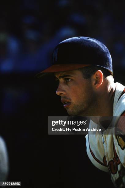 Eddie Mathews of the Milwaukee Braves poses for a portrait during Spring Training circa March, 1956.