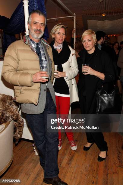 Hooman Majd, Carrie Jenkins and Gina Nonni attend ROYAL HUT Launch at Calypso at Calypso St. Barth on December 3, 2009 in New York City.