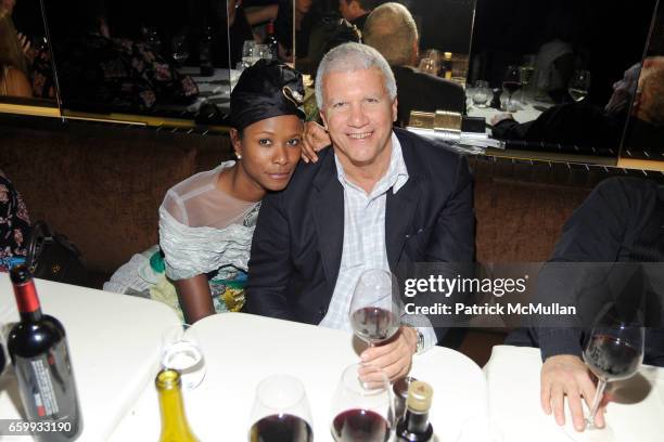 Shala Monroque and Larry Gagosian attend ABY ROSEN, PETER BRANT & ALBERTO MUGRABI Dinner at W SOUTH BEACH at W SOUTH BEACH on December 3, 2009 in...