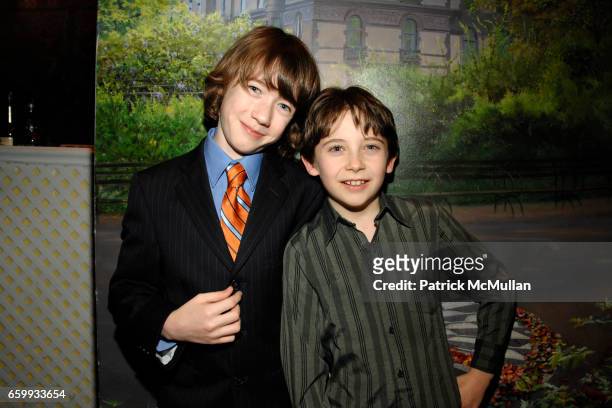Chandler Frantz and Seamus Davey-Fitzpatrick attend Tribeca Film Institute Benefit Screening of Everybody’s Fine - Party at Tavern on the Green on...