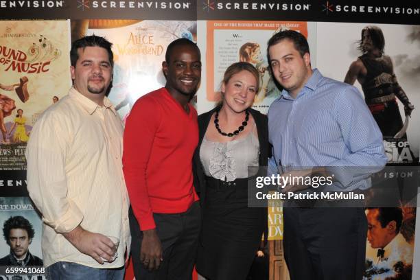 Johann Egiziano, Nathaniel Chambers, Christine Martino and Joe Armeno attend SCREENVISION Celebrates the Holidays at The Bowery Hotel on December 10,...