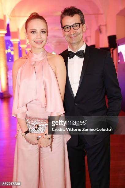 Xenia Tchoumitcheva and Federico Marchetti attend Elisa Sednaoui Foundation and Yoox Net a Porter Event on March 28, 2017 in Milan, Italy.