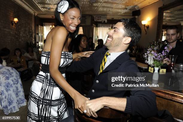 Ashley Foster and Justin St. Clair attend DEREK LOVES SHOPPING BRUNCH at Room 18 on May 17, 2009 in New York.
