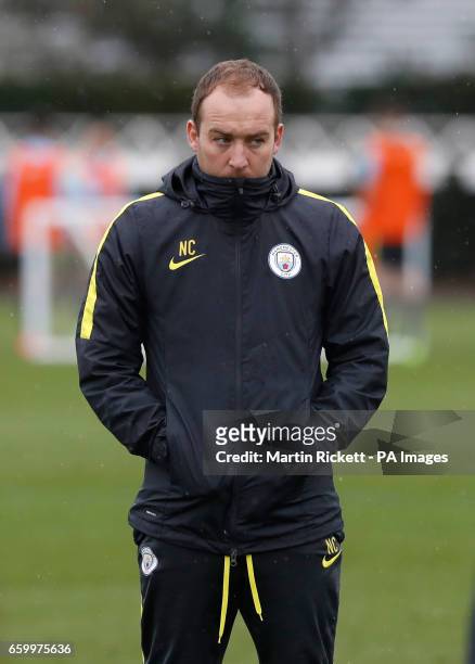 Manchester City manager Nick Cushing during the training session at the City Football Academy, Manchester.