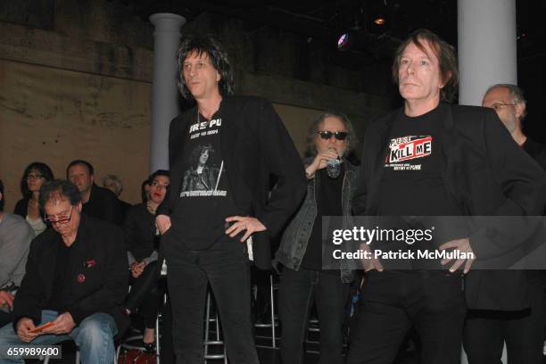 Danny Fields, Mickey Leigh, Tommy Ramone and Legs Mcneil attend Joey Ramone Re-presentation of induction award at Rock and Roll Hall of Fame Annex on...