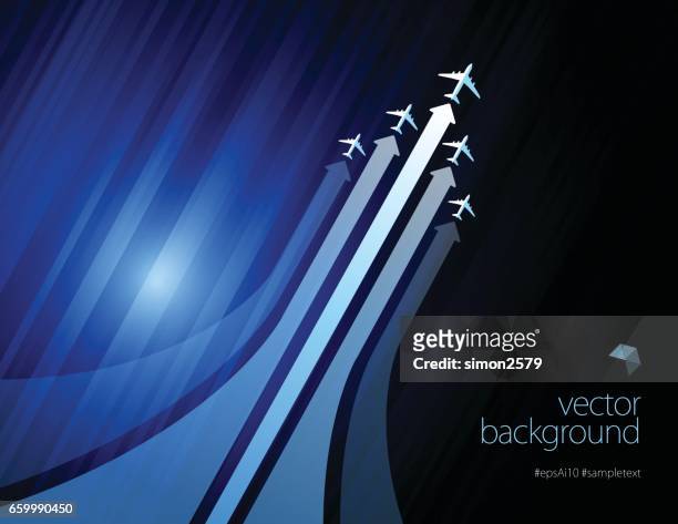 verkehrsflugzeug in aktion auf blaue farbe hintergrund - zweiflügler stock-grafiken, -clipart, -cartoons und -symbole