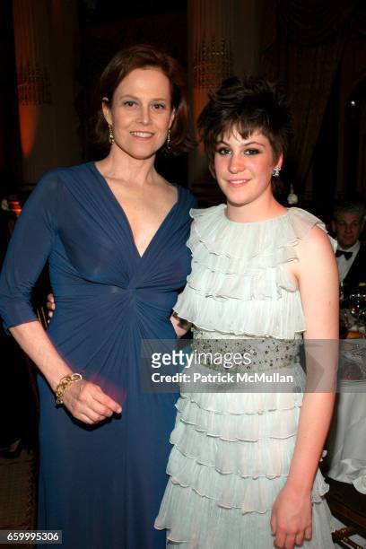 Sigourney Weaver and Charlotte Simpson attend FRENCH-AMERICAN AID FOR CHILDREN Sixty-Eighth Annual BAL des BERCEAUX at The Plaza on May 8, 2009 in...