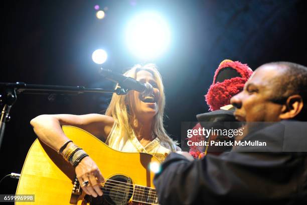 Sheryl Crow, Elmo and Kevin Clash attend SESAME WORKSHOP'S 7th Annual Benefit Gala at Cipriani 42nd Street on May 27, 2009 in New York.