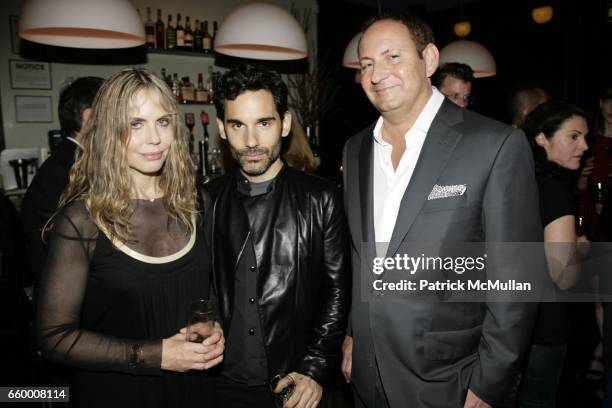 Elizabeth Kemp, James Kaliardos and John Demsey attend M.A.C & JAMES GAGER Celebrate MILES ALDRIDGE "Pictures for Photographs" Opening Exhibit and...