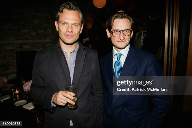 Miles Aldridge and Hamish Bowles attend M.A.C & JAMES GAGER Celebrate MILES ALDRIDGE "Pictures for Photographs" Opening Exhibit and Dinner at Steven...