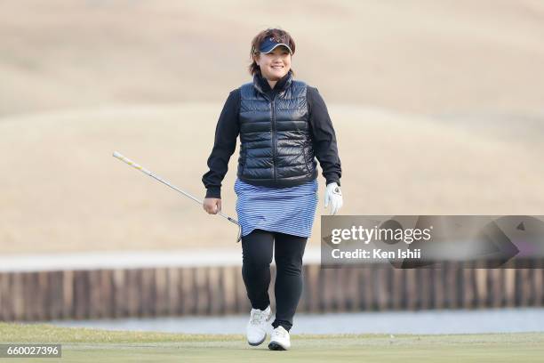 Kurumi Dohi walks to green on the 18th hole in her playoff with Eri Fukuyama during the final round of the Rashink Nijinia/RKB Ladies at the Queens...