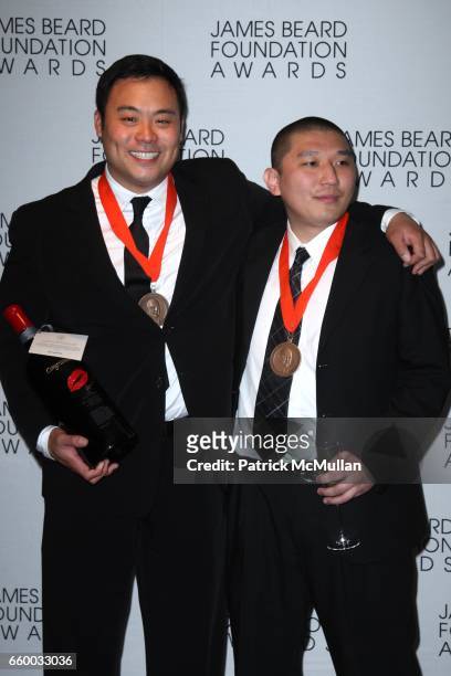 David Chang and Peter Serpico attend The 2009 JAMES BEARD FOUNDATION AWARDS at Avery Fisher Hall at Lincoln Center on May 4, 2009 in New York City.