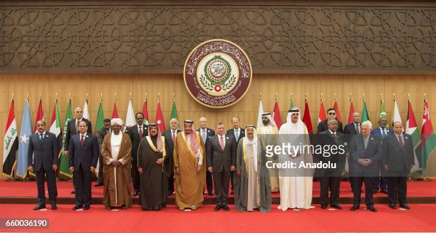 Arab Leauge leaders pose for a family photo during the Arab League summit in Dead Sea Region, Jordan on March 29, 2017.