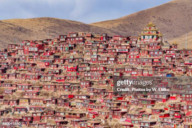 larung gar monastry - 中国 stock pictures, royalty-free photos & images