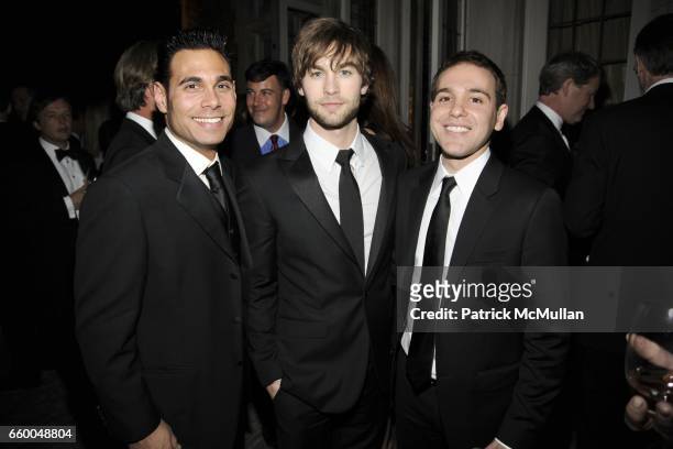 Eric Podwall, Chase Crawford and Jon Lovett attend BLOOMBERG & VANITY FAIR Cocktail Reception After the White House Correspondents' Dinner at The...