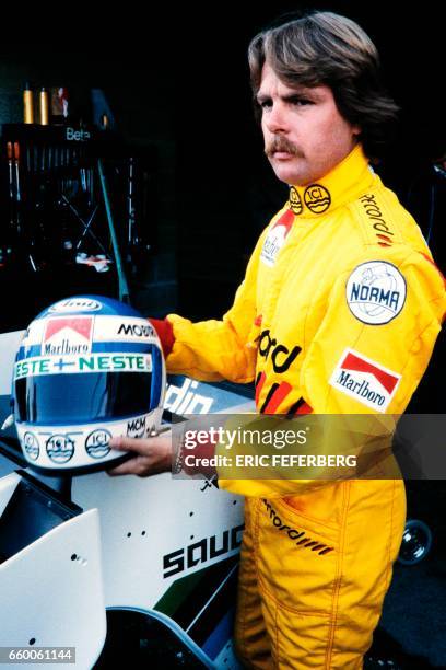 Finnish driver Keke Rosberg is seen during the first practice session on May 18, 1984 in Dijon ahead of the Monaco Formula One Grand Prix. / AFP...